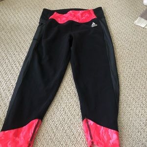 Adidas black and pink cropped leggings